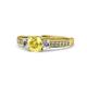 1 - Dzeni Yellow Sapphire and Lab Grown Diamond Three Stone with Side Lab Grown Diamond Ring  