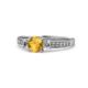 1 - Dzeni Citrine and Lab Grown Diamond Three Stone with Side Lab Grown Diamond Ring  