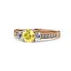 1 - Dzeni Yellow Sapphire and Lab Grown Diamond Three Stone with Side Lab Grown Diamond Ring  