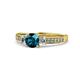 1 - Dzeni Blue Natural Diamond and Side Lab Grown Diamond Three Stone Ring  