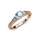 2 - Dzeni Aquamarine and Lab Grown Diamond Three Stone with Side Lab Grown Diamond Ring  