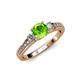 2 - Dzeni Peridot and Lab Grown Diamond Three Stone with Side Lab Grown Diamond Ring  