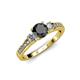 2 - Dzeni Black Natural Diamond and Side Lab Grown Diamond Three Stone Ring  