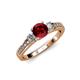 2 - Dzeni Ruby and Lab Grown Diamond Three Stone with Side Lab Grown Diamond Ring  