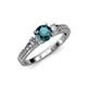 2 - Dzeni Blue Natural Diamond and Side Lab Grown Diamond Three Stone Ring  