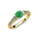 2 - Dzeni Emerald and Lab Grown Diamond Three Stone with Side Lab Grown Diamond Ring  