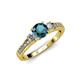 2 - Dzeni Blue Natural Diamond and Side Lab Grown Diamond Three Stone Ring  