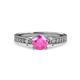 3 - Dzeni Pink Sapphire and Lab Grown Diamond Three Stone with Side Lab Grown Diamond Ring  