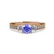 3 - Dzeni Tanzanite and Lab Grown Diamond Three Stone with Side Lab Grown Diamond Ring  