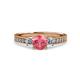 3 - Dzeni Pink Tourmaline and Lab Grown Diamond Three Stone with Side Lab Grown Diamond Ring  