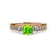 3 - Dzeni Peridot and Lab Grown Diamond Three Stone with Side Lab Grown Diamond Ring  