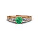 3 - Dzeni Emerald and Lab Grown Diamond Three Stone with Side Lab Grown Diamond Ring  