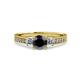 3 - Dzeni Black Natural Diamond and Side Lab Grown Diamond Three Stone Ring  