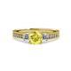 3 - Dzeni Yellow Sapphire and Lab Grown Diamond Three Stone with Side Lab Grown Diamond Ring  