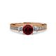 3 - Dzeni Ruby and Lab Grown Diamond Three Stone with Side Lab Grown Diamond Ring  