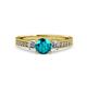 3 - Dzeni London Blue Topaz and Lab Grown Diamond Three Stone with Side Lab Grown Diamond Ring  