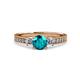 3 - Dzeni London Blue Topaz and Lab Grown Diamond Three Stone with Side Lab Grown Diamond Ring  