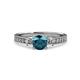 3 - Dzeni Blue Natural Diamond and Side Lab Grown Diamond Three Stone Ring  