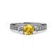 3 - Dzeni Citrine and Lab Grown Diamond Three Stone with Side Lab Grown Diamond Ring  