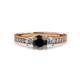 3 - Dzeni Black Natural Diamond and Side Lab Grown Diamond Three Stone Ring  