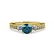 3 - Dzeni Blue Natural Diamond and Side Lab Grown Diamond Three Stone Ring  