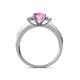 4 - Dzeni Pink Sapphire and Lab Grown Diamond Three Stone with Side Lab Grown Diamond Ring  