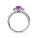 4 - Dzeni Amethyst and Lab Grown Diamond Three Stone with Side Lab Grown Diamond Ring  