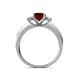 4 - Dzeni Red Garnet and Lab Grown Diamond Three Stone with Side Lab Grown Diamond Ring  