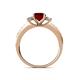 4 - Dzeni Ruby and Lab Grown Diamond Three Stone with Side Lab Grown Diamond Ring  