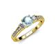 2 - Dzeni Aquamarine and Diamond Three Stone with Side Diamond Ring  