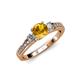 2 - Dzeni Citrine and Diamond Three Stone with Side Diamond Ring  