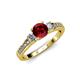 2 - Dzeni Ruby and Diamond Three Stone with Side Diamond Ring  