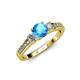 2 - Dzeni Blue Topaz and Diamond Three Stone with Side Diamond Ring  