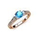 2 - Dzeni Blue Topaz and Diamond Three Stone with Side Diamond Ring  