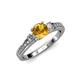2 - Dzeni Citrine and Diamond Three Stone with Side Diamond Ring  