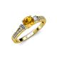 2 - Dzeni Citrine and Diamond Three Stone with Side Diamond Ring  