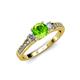 2 - Dzeni Peridot and Diamond Three Stone with Side Diamond Ring  
