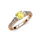 2 - Dzeni Yellow Sapphire and Diamond Three Stone with Side Diamond Ring  