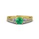 3 - Dzeni Emerald and Diamond Three Stone with Side Diamond Ring  