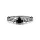 3 - Dzeni Black and White Diamond Three Stone with Side Diamond Ring  