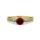 3 - Dzeni Ruby and Diamond Three Stone with Side Diamond Ring  