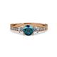 3 - Dzeni Blue and White Diamond Three Stone with Side Diamond Ring  