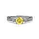 3 - Dzeni Yellow Sapphire and Diamond Three Stone with Side Diamond Ring  