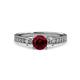 3 - Dzeni Ruby and Diamond Three Stone with Side Diamond Ring  