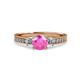 3 - Dzeni Pink Sapphire and Diamond Three Stone with Side Diamond Ring  