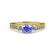 3 - Dzeni Tanzanite and Diamond Three Stone with Side Diamond Ring  