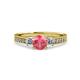 3 - Dzeni Pink Tourmaline and Diamond Three Stone with Side Diamond Ring  
