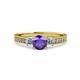 3 - Dzeni Iolite and Diamond Three Stone with Side Diamond Ring  
