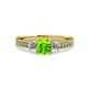 3 - Dzeni Peridot and Diamond Three Stone with Side Diamond Ring  