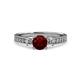 3 - Dzeni Red Garnet and Diamond Three Stone with Side Diamond Ring  